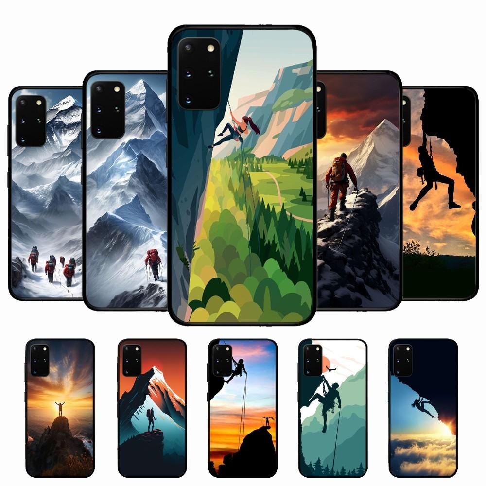 Climbing Mountain Phone Case Silicone PC+TPU For Samsung S10 20 30 22 23 24 Plus Lite Ultra Cover