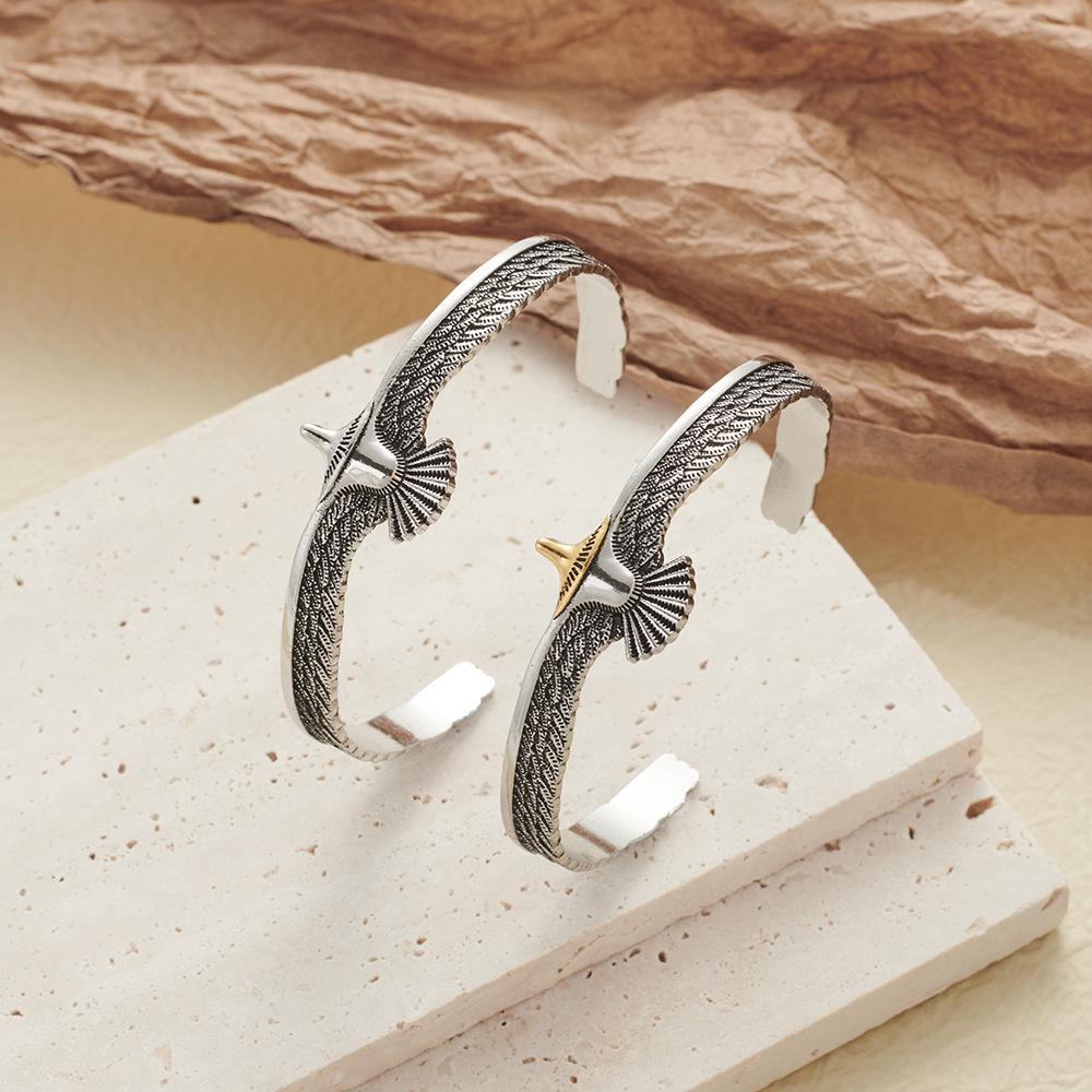 Vintage Distressed Eagle Wings Cuff Bracelet for Men and Women