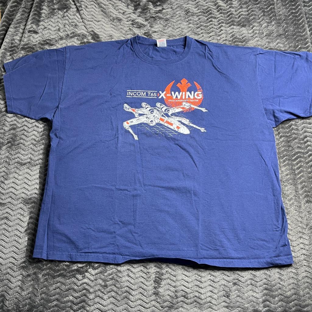 Starwars X Wing Starcraft Mens Size 3XL Blue Graphic Short Sleeve T Shirt