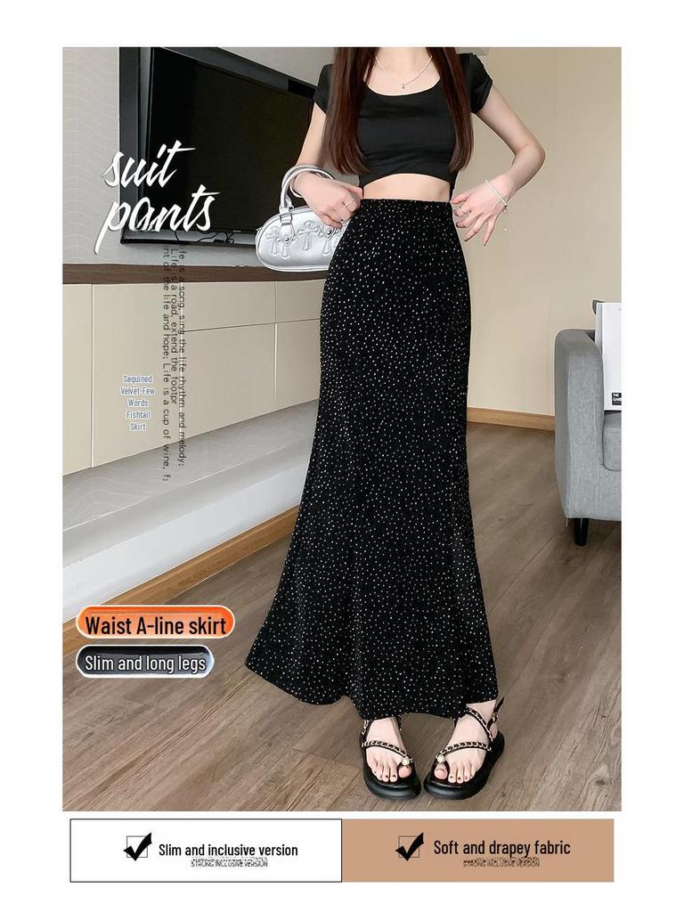 2024 Весна/Лето Ретро Узкая Длинная Женская Юбка с Высокой Талией: Корейский стиль All-Match