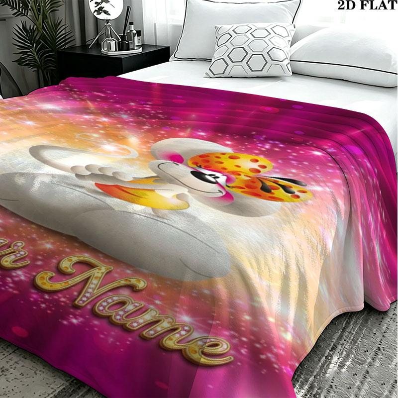 1PC Diddl Custom Name Patterned Flannel Blanket Suitable For All Seasons for Home Decor Warmth and Comfort Gifts Holiday Present