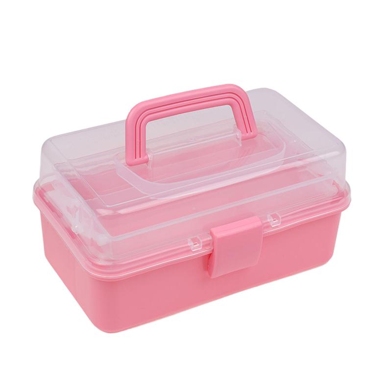3 Layers Large Capacity Storage Box With Handle Foldable Plastic Portable Makeup Hairpin Organizer Nail Art Jewelry Box