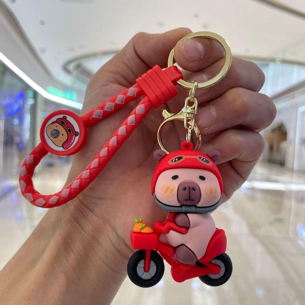 Брелок в виде мультфильма «Капибара» в стиле животного, ювелирное изделие «Капибара на велосипеде», брелок для сумки, кулон