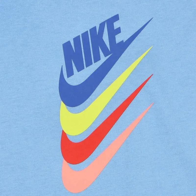Nike Детская футболка с коротким рукавом и принтом логотипа в стиле колор-блок, синяя DQ4384-412