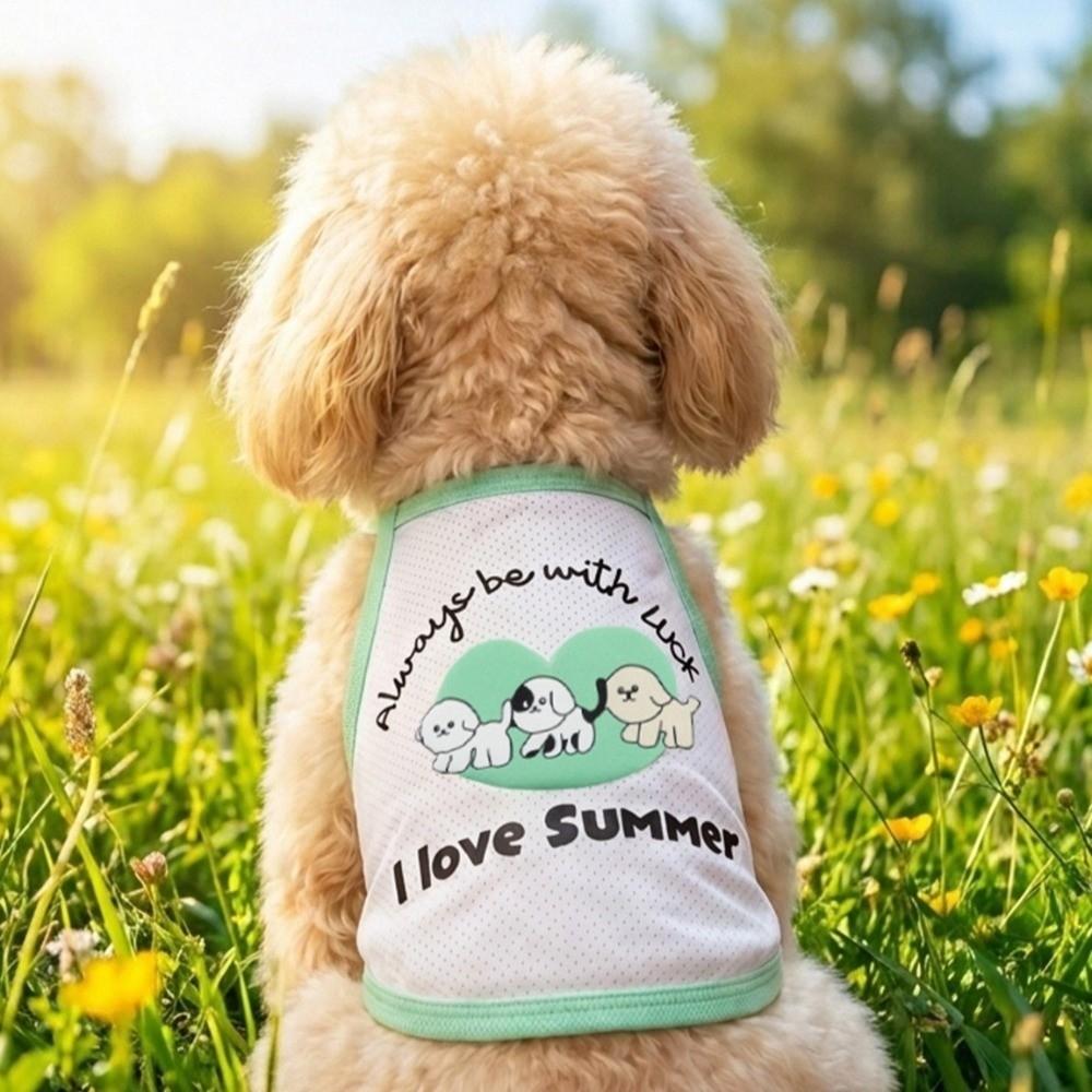 Breathable Mesh Dog Tank Top Cartoon Printed Pet T-shirt Pet Ice Silk Vest Photography