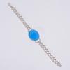 Excellent Top Grade Qualite 100% Natural Blue Chalcedony Oval Shape Ethnic Style Handmade Jewelry 925 Steling Silver Bracelet 8" WSJ-4673