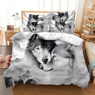 Комплект постельного белья Love Wolf, комплект пододеяльников, комплект постельного белья с 3D-печатью, комплект постельного белья размера Queen, модный дизайн