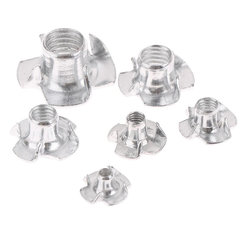 20 шт. M3 M4 M5 M6 M8 M10 оцинкованные гайки с четырьмя лапками для динамика T-образная гайка глухая зубчатая вставка T-образная гайка вставки