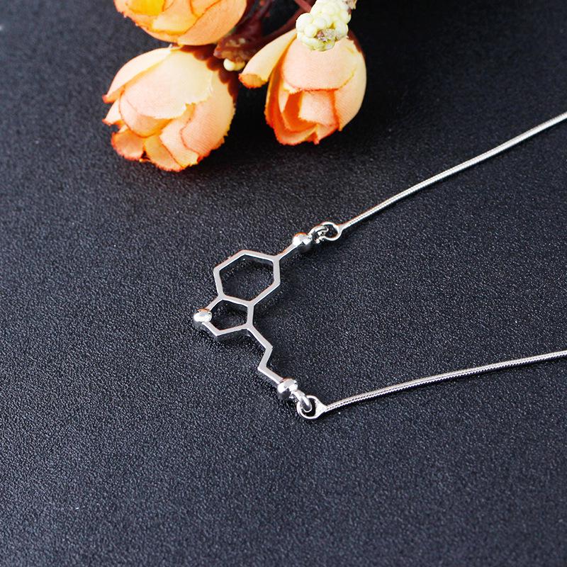Dopamine Molecule Necklace: Science Student Love Equation Chemical Structure Jewelry