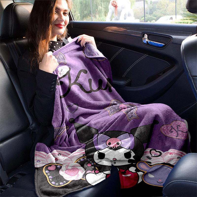1pc Cartoon Kuromi Halloween Adventure Blanket, Cartoon Throw for Home Decor, Gift Idea, All Seasons Use, Cozy Bedding Cover, Room Decoration, Living