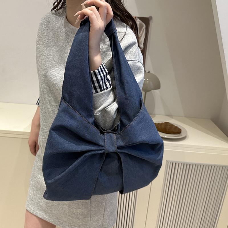 Модная и Минималистичная Джинсовая Сумка на Одно Плечо с Изысканным Бантом, Нишевая Сумка-Тоут для Поездок на Работу KTY