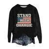 Women's Fashion Round Neck Pullover Top Long Sleeve Tee Printed Sweatshirt