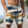 Men Plus Size Tie Dye Striped Beach Shorts Quick Dry Swim Trunks Drawstring Casual Shorts For Summer Beach Swimming Surfing