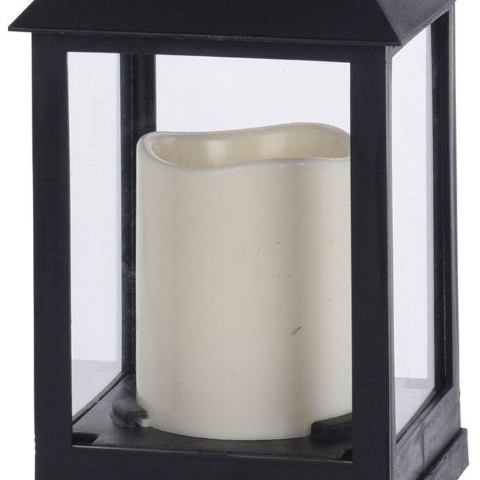 Lanterne À Bougie Led 10.5x10.5x23cm Noir