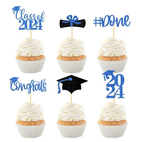 12 шт. Выпускной торт Топперы 2024 Выпускная тематическая вечеринка Кекс Десерты Фруктовые пироги Печенье Украшения Новинка Товары для сбора студентов