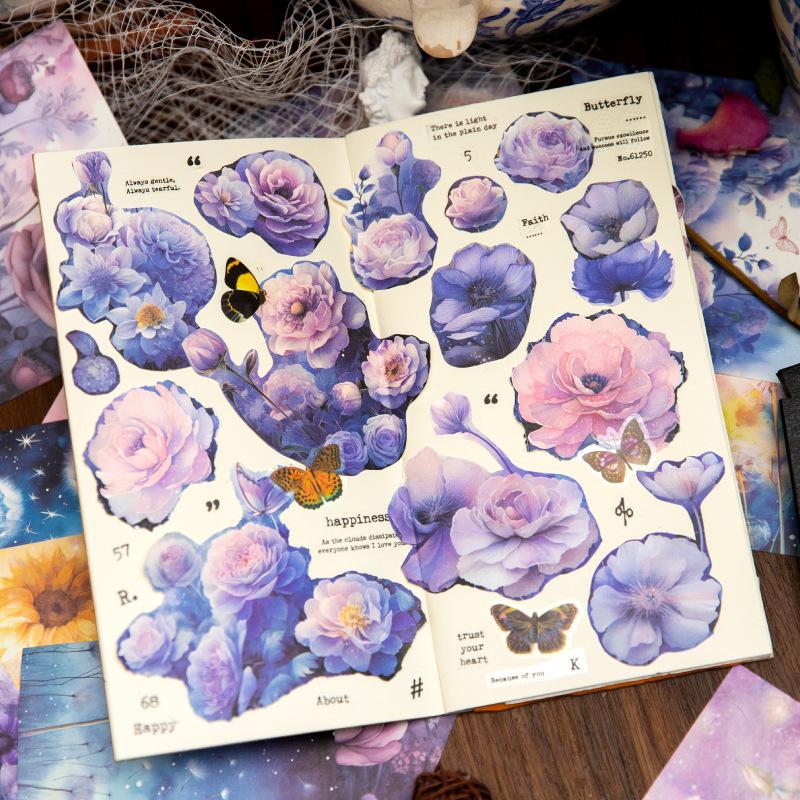 30 pcs Colorful flowers pattern Background paper Large size Decorative Diary Album Scrapbooking Material Junk Journal Supplies