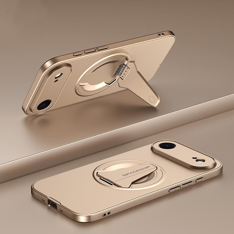 KEYSION Магнитный чехол для телефона для iPhone 17 Pro Max Металлическая краска Силикон+ПК Вертикальная подставка Противоударный чехол для iPhone 17 Air