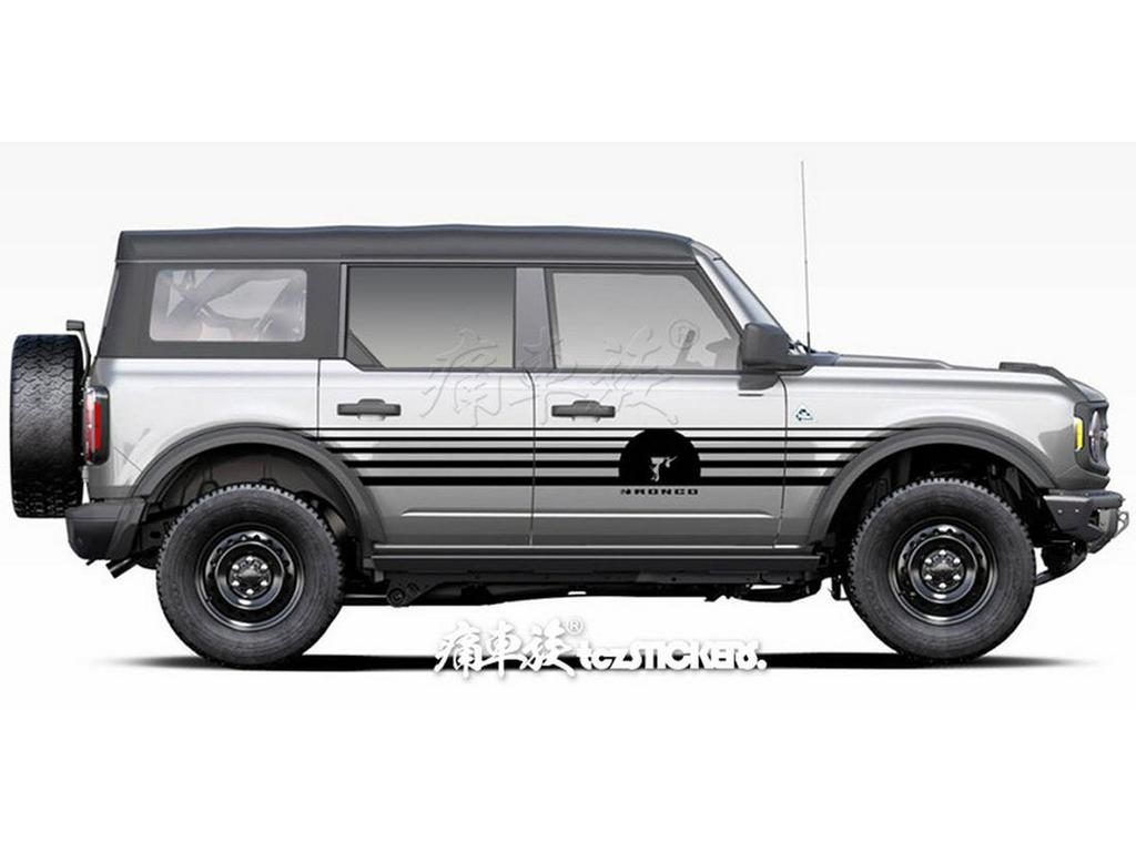 Наклейки на автомобиль Bronco Mustang: Полоска, линия талии и боковые украшения юбки