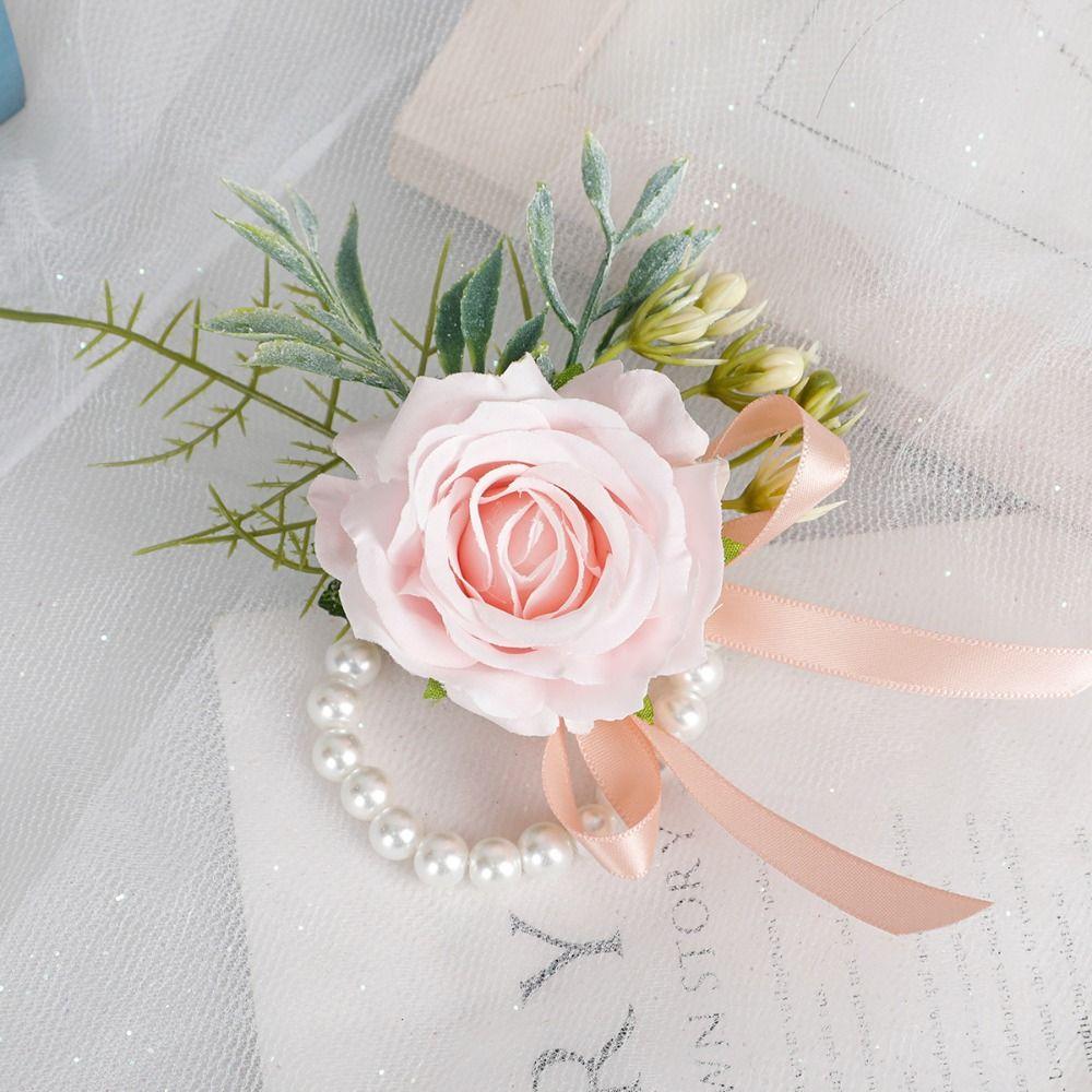 Имитация цветка жемчуга цветок на запястье романтическая роза корсаж жених-невеста корсаж выпускной