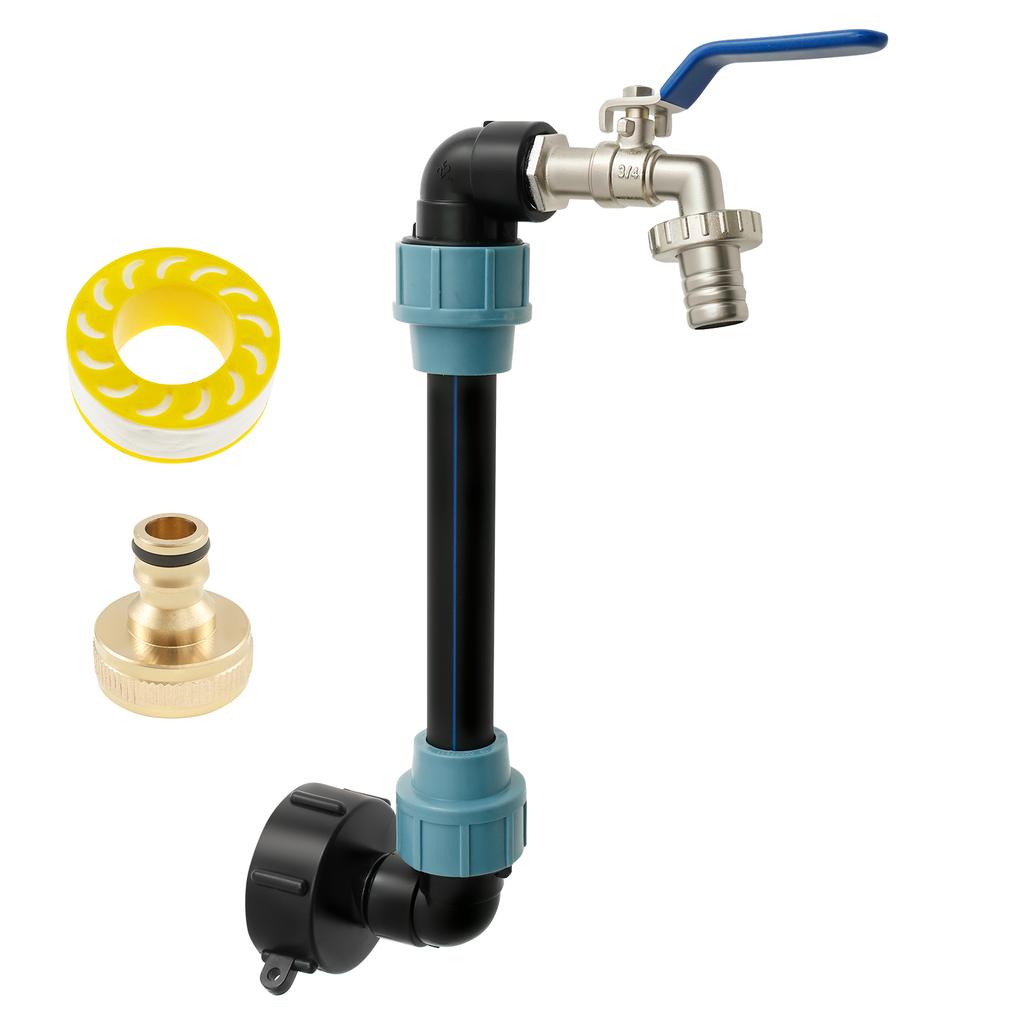 IBC Gooseneck IBC Adapter 3/4 Inch Outlet Tap Tap Stopcock IBC Tank Accessories for Rainwater Tank  Water Barrel IBC Container