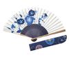 Folding Morning Glory Indigo with Fan 21cm Cotton Fabric [Hana Kanzashi] Women's Fan, Pattern, Blue, Case,