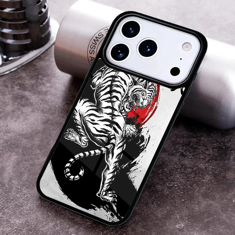 Японский чехол-тигр для iPhone 17 16 15 Pro Max Air 14 13 12 11 Plus Ударопрочный чехол