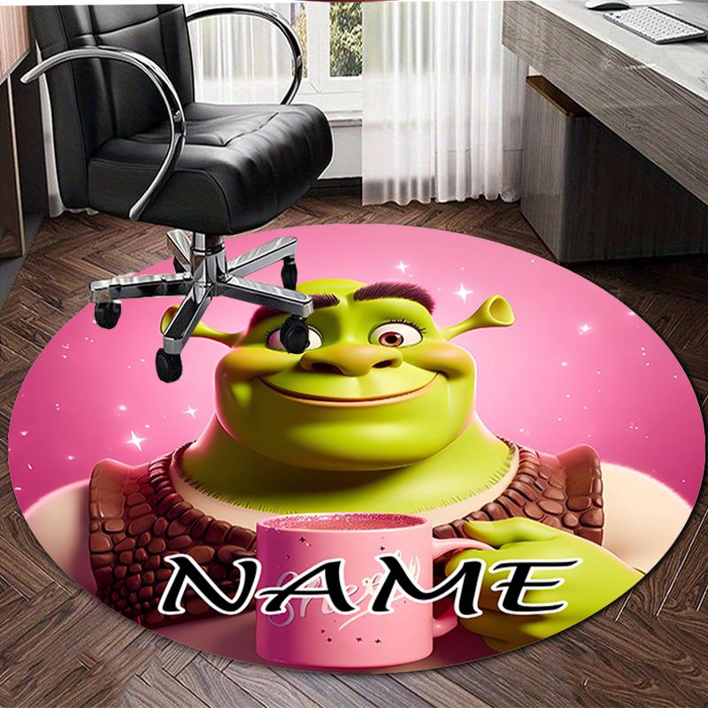 Personalized S-Shrek Round Chair Office Rug - Perfect for Mat, Office Chair & More - Ideal Gift for Birthdays and Holidays