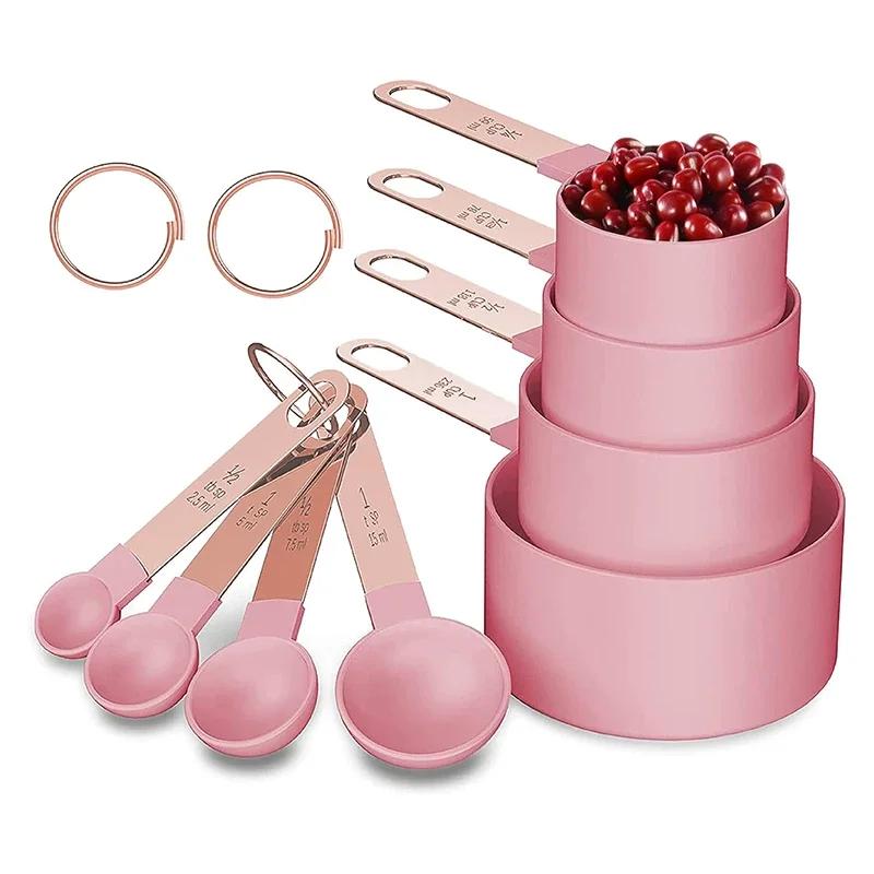Measuring Spoons Set with Scale 8pcs Sugar Scoop Baking Flour Measuring Cups Stainless Steel Handle Kitchen Measuring Tools
