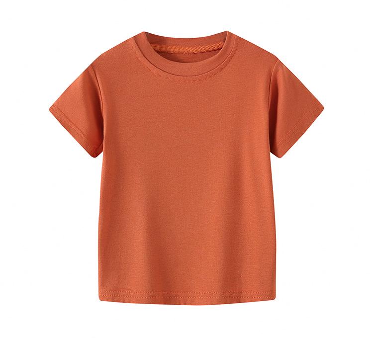 Kids' Short-Sleeve Summer T-Shirt - Korean Style Solid Color Round Neck for Boys & Girls