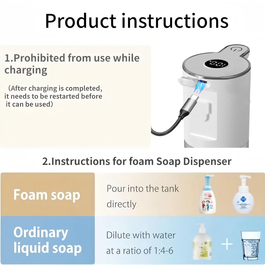 400 мл Настенный или настольный 6-уровневый регулируемый 0,25 с отклик IPX5 Водонепроницаемый Электрический Автоматический Умный Сенсорный Дозатор Мыла