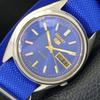 5 AUTOMATIC VINTAGE 7009A JAPAN MENS BLUE COLOR DIAL WATCH A702646-1 R209-a702646