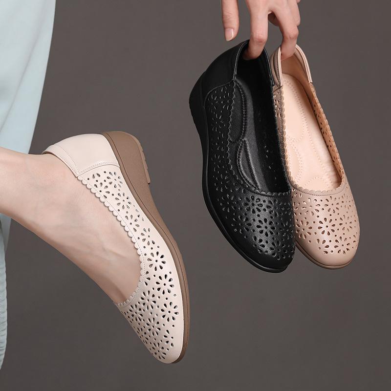 Модная GKTINOO Белая Натуральная Кожа Женская Дышащая Летняя Обувь Женские Балетки Слипоны Лоферы Круглый Носок Мягкая Плоская Обувь Повседневная