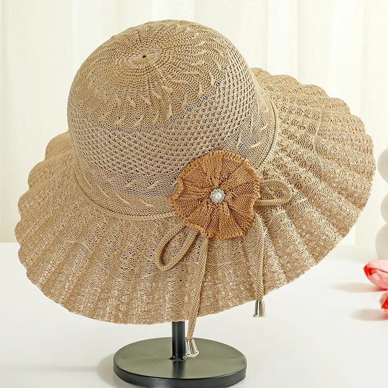 WTEMPO Women's Summer Folwer Sun Hats Breathable Foldable Casual Versatile Sunscreen Wide Brim Hats for Holiday Travel