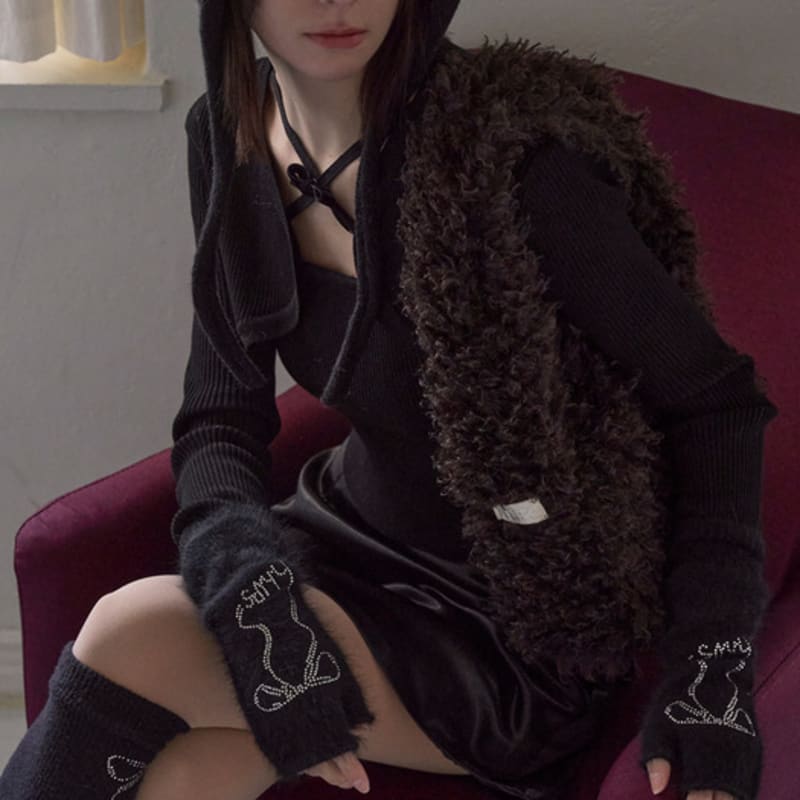 ПЕРЧАТКИ ИЗ АНГОРЫ С ЛЕНТОЙ HHIPS (3colors)