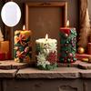 3Pcs Christmas Candle Silicone Mold for Epoxy Resin Plaster Concrete Reusable Xmas Theme Cylinder Mold for DIY Candle Holders Storage Containers