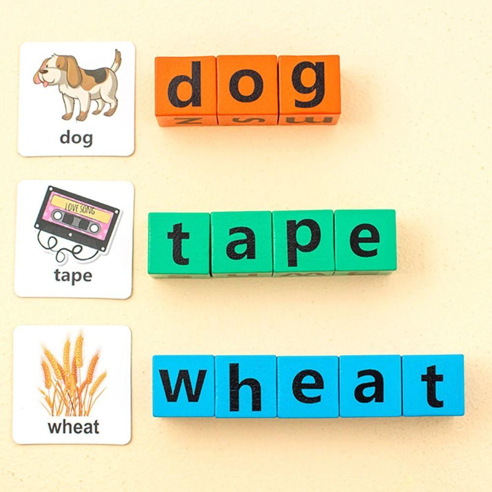 Educational Toys Alphabet Learning Toys Wooden Multi Letter Spelling Block  Kindergarten