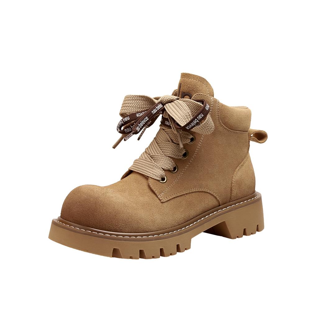 Версия из коровьей кожи~ натуральная кожа толстая подошва полированные ботинки Мартина женские 2025 новый британский стиль универсальные шнурки мандариновый утёнок короткие ботинки