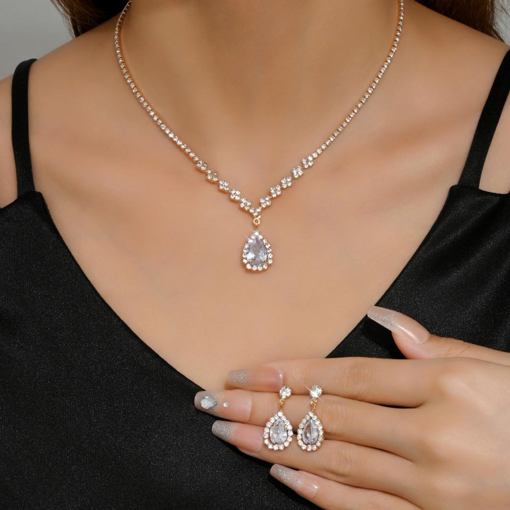 Rhinestone Women's Jewelry Set Droplet Necklace Wedding Banquet Gift Anniversary Gift