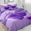 3D Cute Purple Plush Heart Pattern Duvet Cover Set, Breathable 100% Polyester Bedding with Zipper, Machine Washable