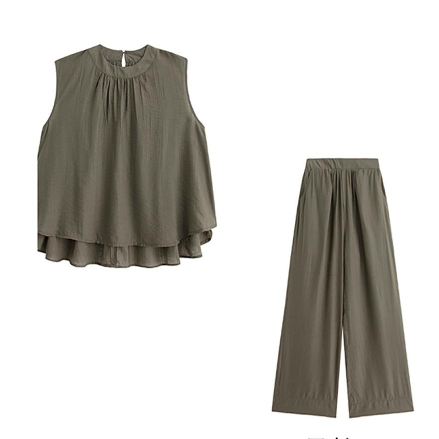 Комплект из двух предметов: топ без рукавов и брюки палаццо. Женский летний новый темпераментный модный повседневный костюм.
