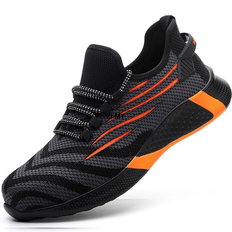 Легкая женская рабочая защитная обувь, кроссовки со стальным носком, противоударные и противопрокольные рабочие ботинки, сетчатые дышащие защитные ботинки для женщин