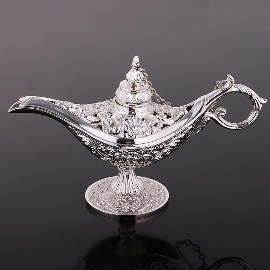 Alloy Classic Vintage Collectible Rare Legend Magic Genie Alladin Chirag Lamp for Home Office Table Housewarming Decoration