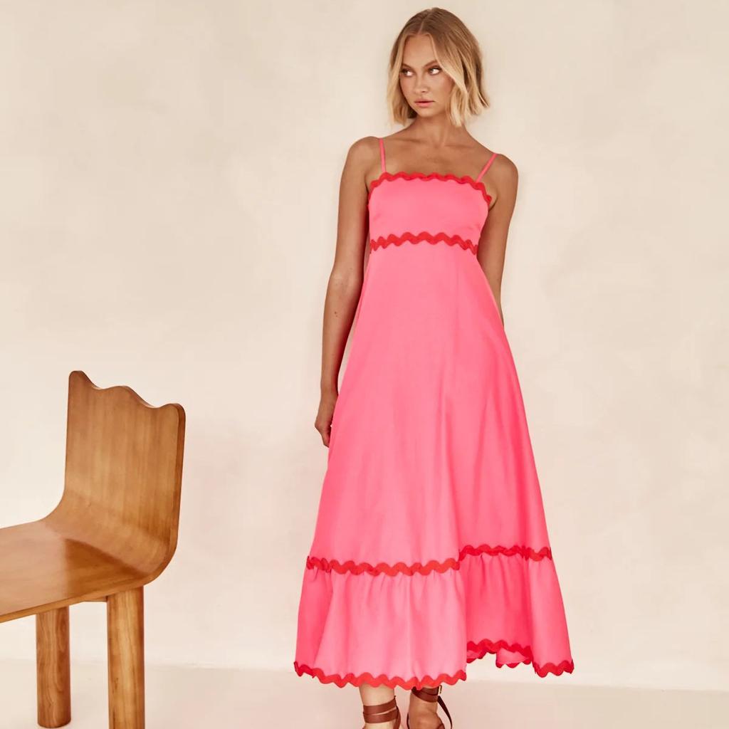 Летний стиль, сплошной цвет, кружево, элегантное платье с лямкой на шее, большие качели, платья