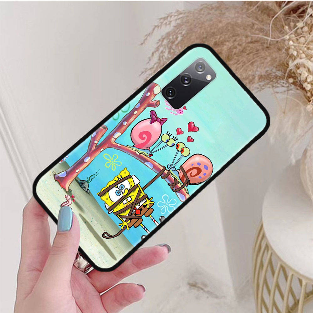 Черный чехол для Samsung Note 20 Lite S24 Ultra S23 A03 A05 A06 A11 A71 A15 A16 A13 A24 A25 A33 A52 A53 A50 M55 M35 Plus S-42 Губка Боб Друг