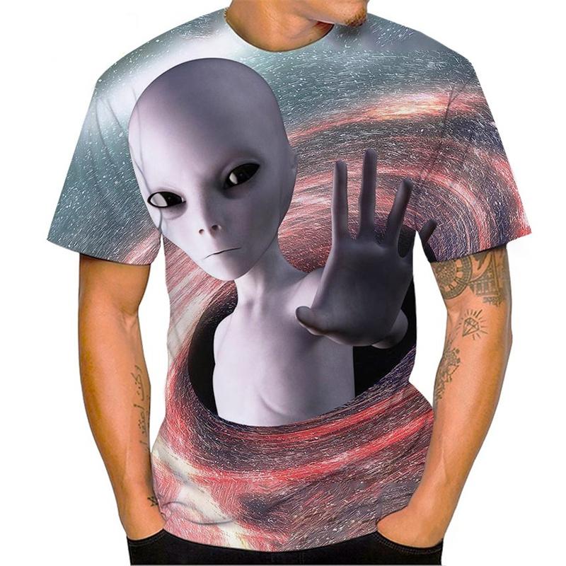 Funny Alien Tie Dye 3D Print T-Shirts Men Women Casual Fashion Streetwear Oversized Short Sleeve T Shirt Male Tees Tops Clothing