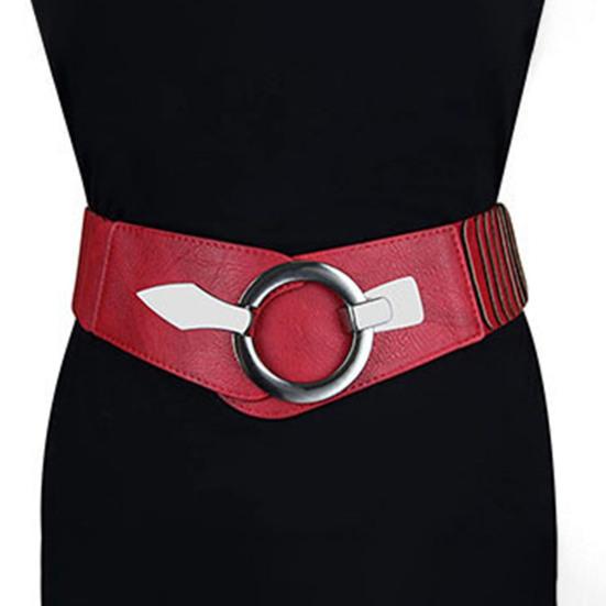 Широкий эластичный пояс для женщин, универсальный, однотонный, эластичный, для платья, пояс из искусственной кожи, сплав