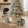 Christmas Tree Skirt White Knit Lace Hollow Xmas Mat Home Party Decor