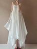 2025 Summer New Minimalist Irregular Hem Suspender Long Dress Women's Loose and Beautiful Solid Color Sleeveless Travel Photography Dress