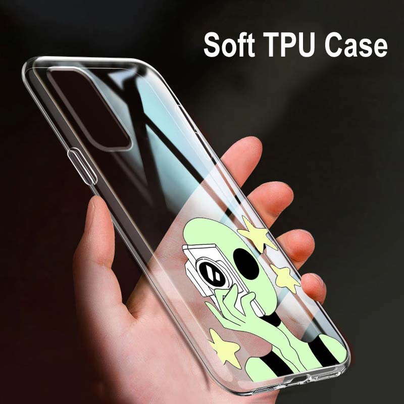 Cartoon Alien Art For OPPO Reno7 SE 6 5 Z F 4G 5G Find X2 X3 Neo Lite Pro Plus Transparent Soft Phone Case Coque