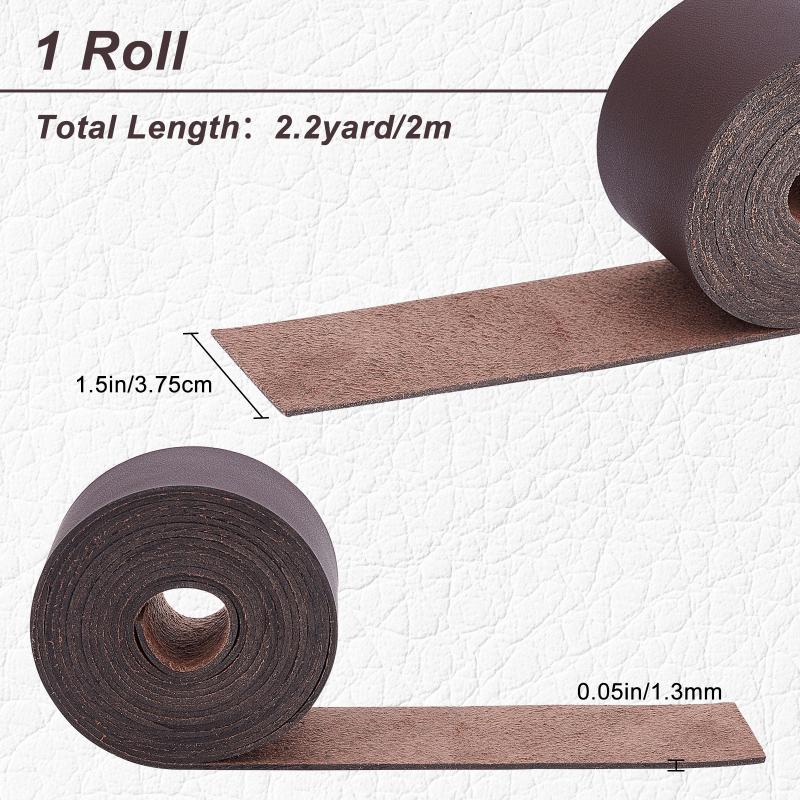 Dark Brown Genuine Leather Strap Strip 1/2 Inch Wide 79 Inch Long Leather Belt Wrap 1.3mm Thick Single Sided Flat Cord for DIY